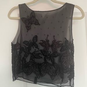 Alice + Olivia embroidered butterfly crop top